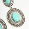2003-antique-silver-turquoise-double-circle-net-drop-earrings-3.webp Antique Silver Turquoise Double Circle Net Drop Earrings