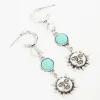 Antique Silver Turquoise Stone & Sun Drop Earrings