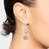 Antique Silver Turquoise Stone & Sun Drop Earrings