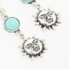 Antique Silver Turquoise Stone & Sun Drop Earrings