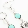 Antique Silver Turquoise Stone & Sun Drop Earrings