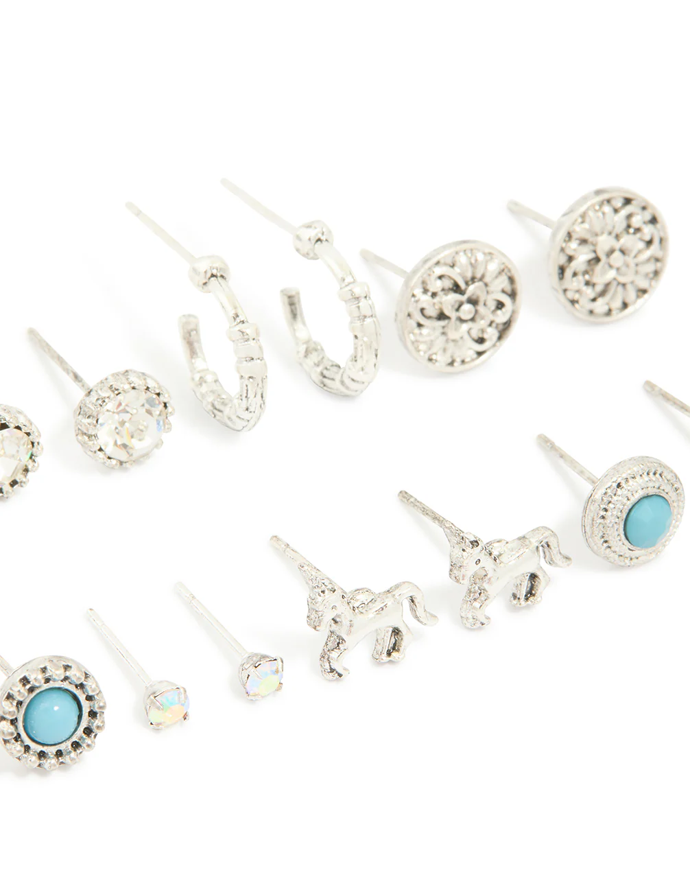 2007-antique-silver-turquoise-stone-unicorn-stud-earrings-8-pack-2.webp Antique Silver Turquoise Stone & Unicorn Stud Earrings 8-Pack