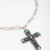 2008-antique-silver-turquoise-stone-cross-pendant-necklace-1.webp Antique Silver Turquoise Stone Cross Pendant Necklace