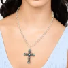 2008-antique-silver-turquoise-stone-cross-pendant-necklace-2.webp Antique Silver Turquoise Stone Cross Pendant Necklace