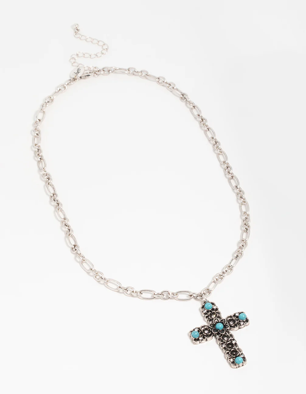 2008-antique-silver-turquoise-stone-cross-pendant-necklace-4.webp Antique Silver Turquoise Stone Cross Pendant Necklace