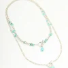 Antique Silver Turquoise T-Bar Heart Layered Necklace