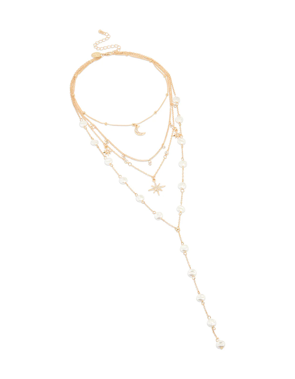 201-gold-celestial-pearl-layered-y-necklace-2.webp Gold Celestial Pearl Layered Y-Necklace