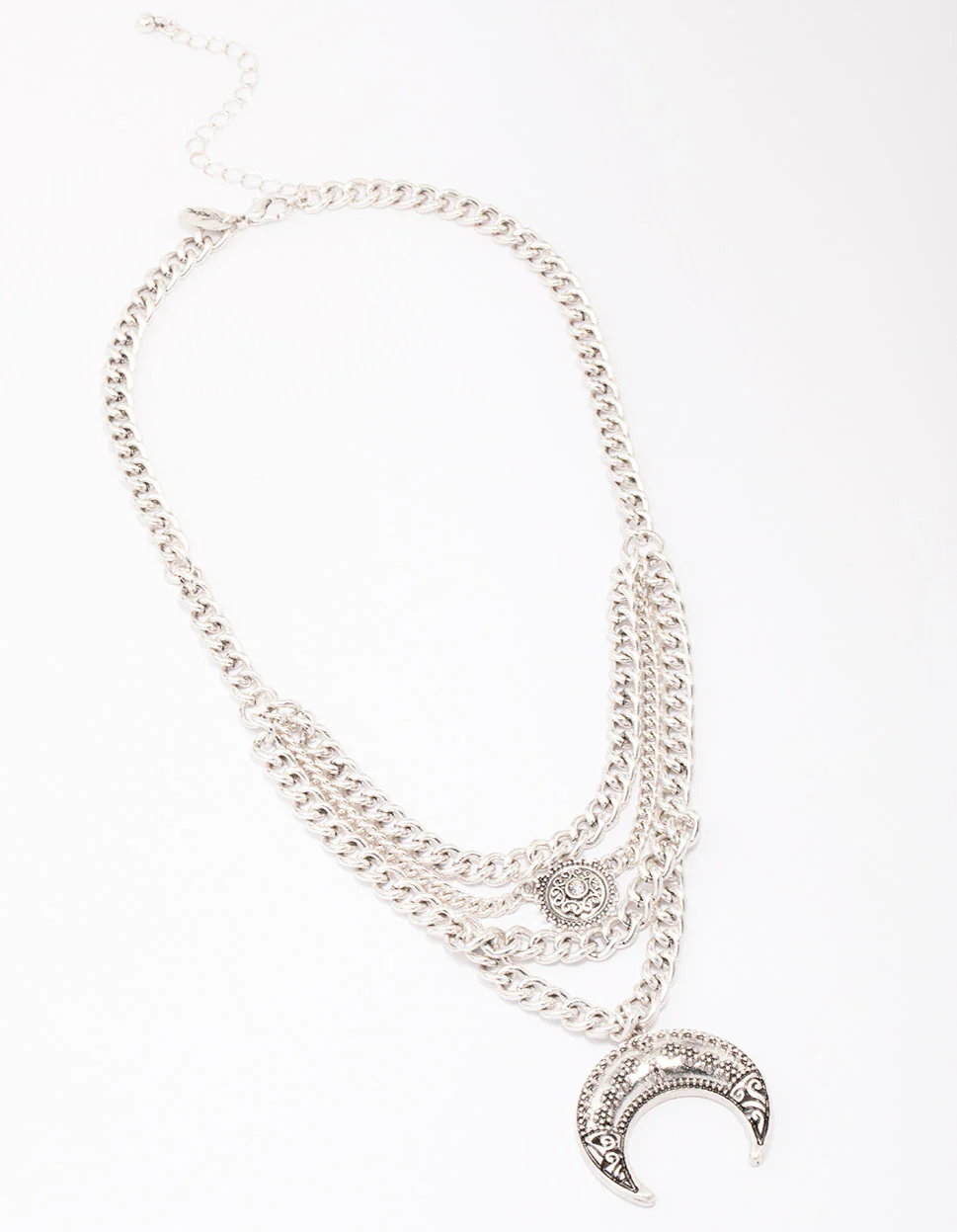 Antique Silver Western Crescent Moon Necklace