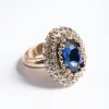Antique Vintage Blue Cocktail Ring