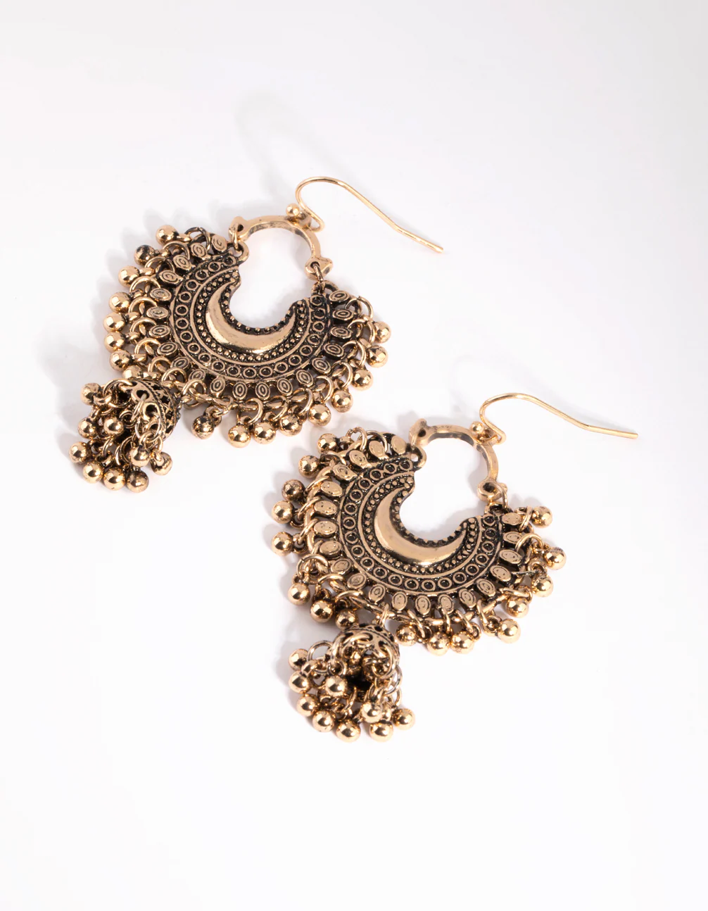 2016-antique-yellow-gold-toned-beaded-drop-jhumka-earrings-1.webp Antique Yellow Gold Toned Beaded Drop Jhumka Earrings