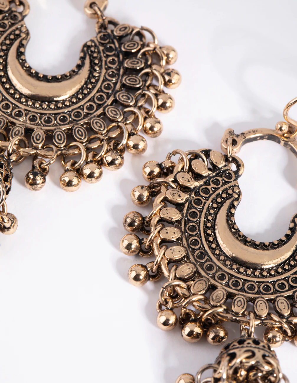 2016-antique-yellow-gold-toned-beaded-drop-jhumka-earrings-4.webp Antique Yellow Gold Toned Beaded Drop Jhumka Earrings