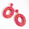 Beaded Chunky Doughnut Drop Earrings