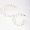 Beaded Pearl Hoop Earrings