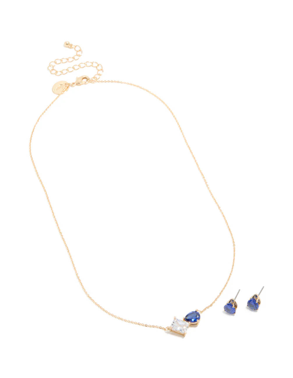 206-gold-clear-blue-cubic-zirconia-cluster-necklace-earrings-set-2.webp Gold Clear & Blue Cubic Zirconia Cluster Necklace & Earrings Set