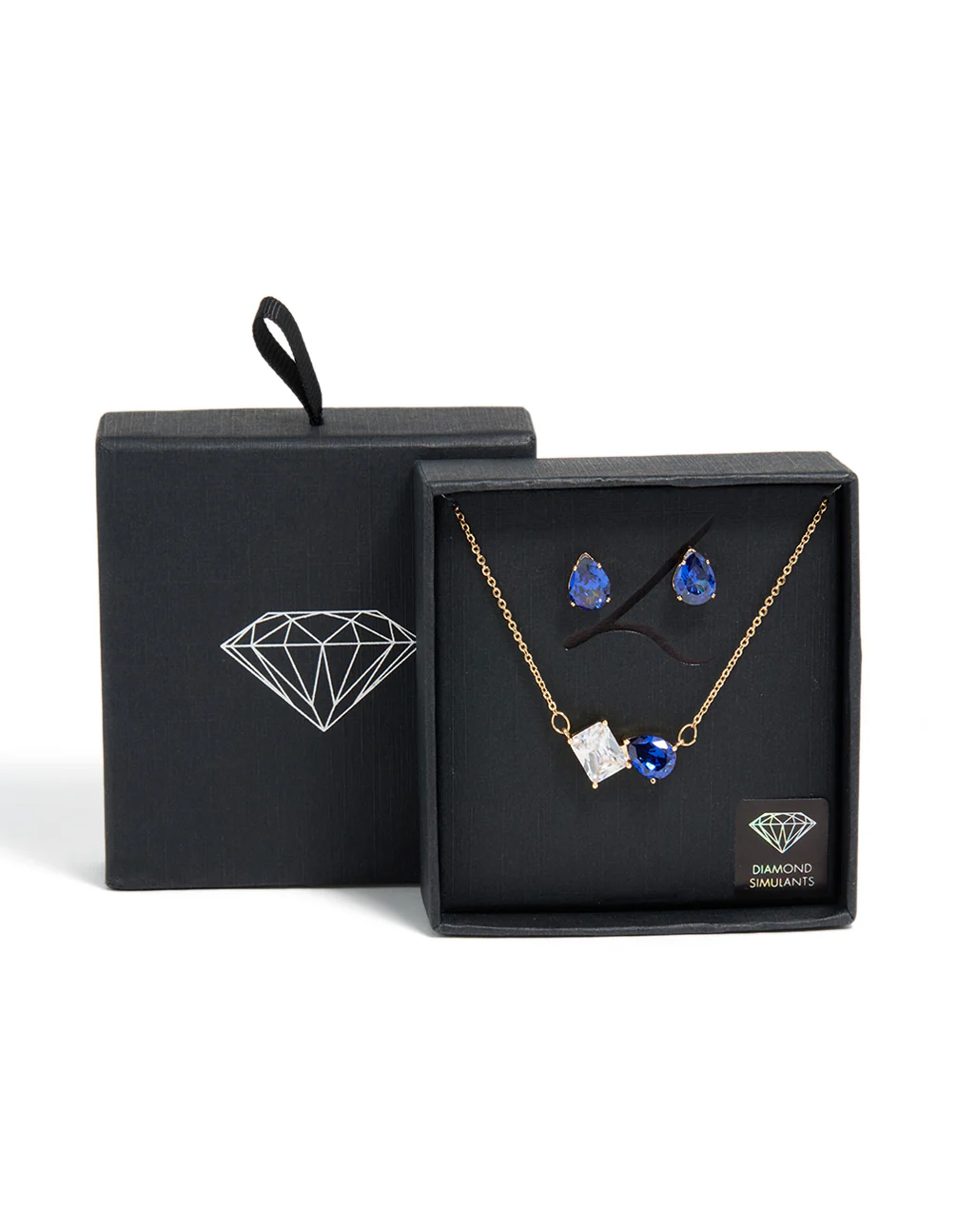 206-gold-clear-blue-cubic-zirconia-cluster-necklace-earrings-set-3.webp Gold Clear & Blue Cubic Zirconia Cluster Necklace & Earrings Set