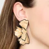 Black & Gold Etched Floral Stud Earrings