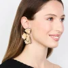 Black & Gold Etched Floral Stud Earrings