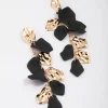 Black & Gold Petal Long Drop Earrings