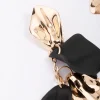 Black & Gold Petal Long Drop Earrings
