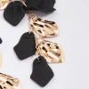 Black & Gold Petal Long Drop Earrings