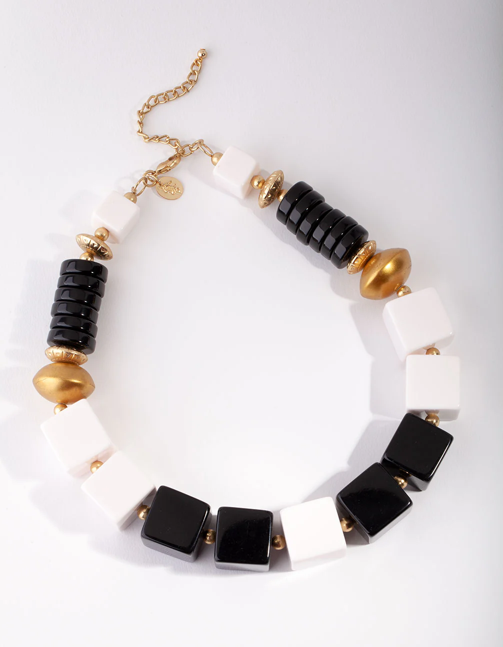 2069-black-gold-statement-square-bead-necklace-2.webp Black & Gold Statement Square Bead Necklace