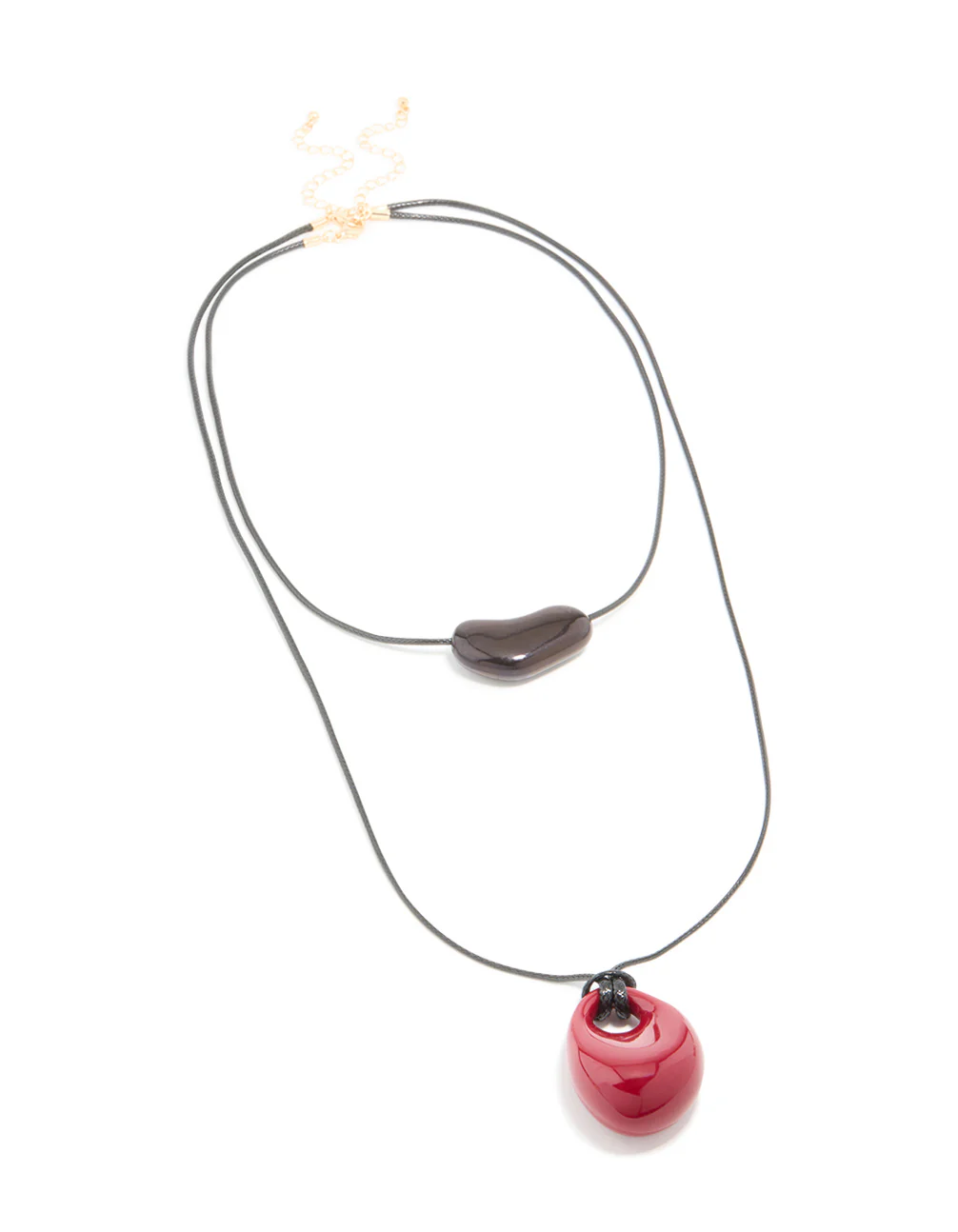 2080-black-red-acrylic-pebble-cord-layered-necklace-2.webp Black & Red Acrylic Pebble Cord Layered Necklace
