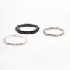 2082-black-silver-plaited-bracelet-3-pack-1.webp Black & Silver Plaited Bracelet 3- Pack