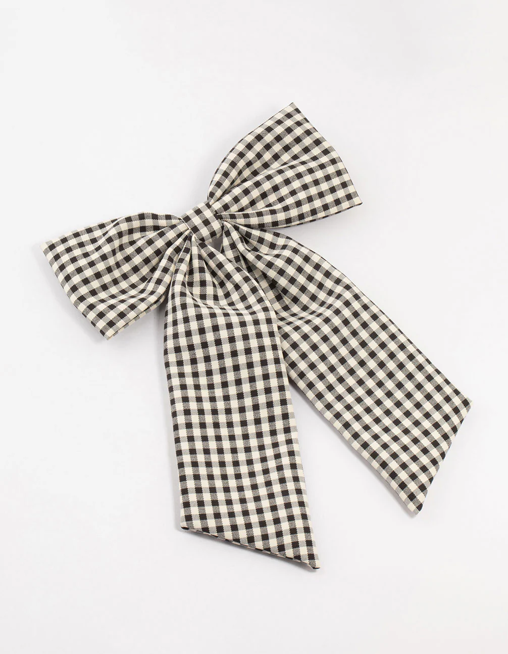 2089-black-white-gingham-fabric-medium-bow-clip-1.webp Black & White Gingham Fabric Medium Bow Clip