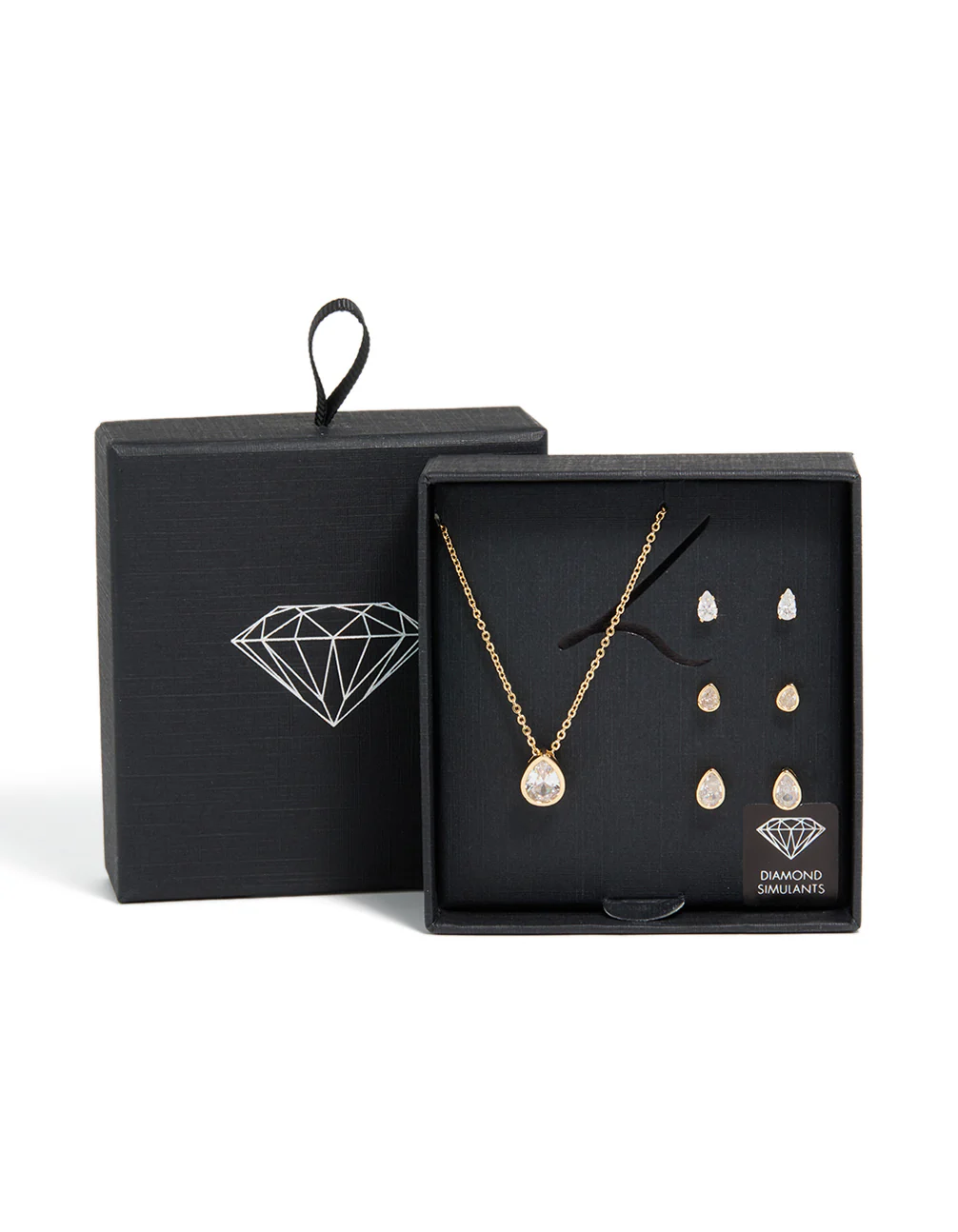 209-gold-clear-cubic-zirconia-pear-bezel-necklace-earrings-set-3.webp Gold Clear Cubic Zirconia Pear Bezel Necklace & Earrings Set
