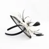 2095-black-white-sinamay-feathered-fascinator-4.webp Black & White Sinamay Feathered Fascinator