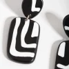 Black & White Square Zebra Print Drop Earrings