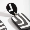 Black & White Square Zebra Print Drop Earrings