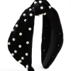 Black & White Velvet Pearl Embellished Headband