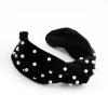 Black & White Velvet Pearl Embellished Headband