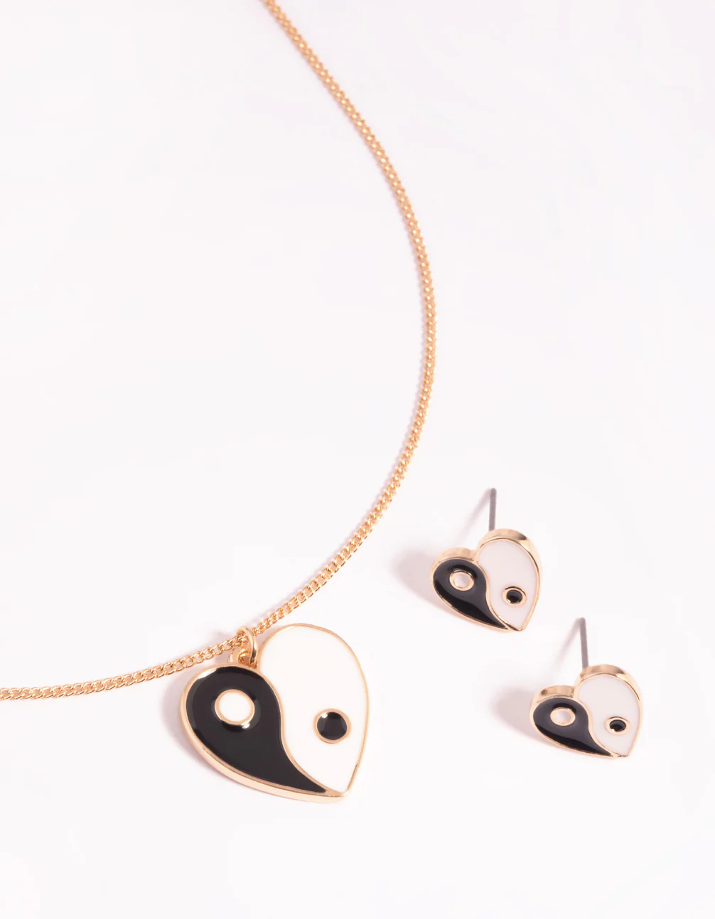 2099-black-white-yin-yang-necklace-stud-earrings-1.webp Black & White Yin Yang Necklace & Stud Earrings