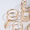 Gold Mix Texture Leaf 6-Pack Ear Cuff