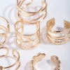 Gold Mix Texture Leaf 6-Pack Ear Cuff