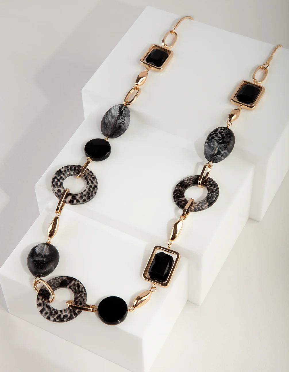 2102-black-acrylic-mixed-shape-necklace-1.webp Black Acrylic Mixed Shape Necklace