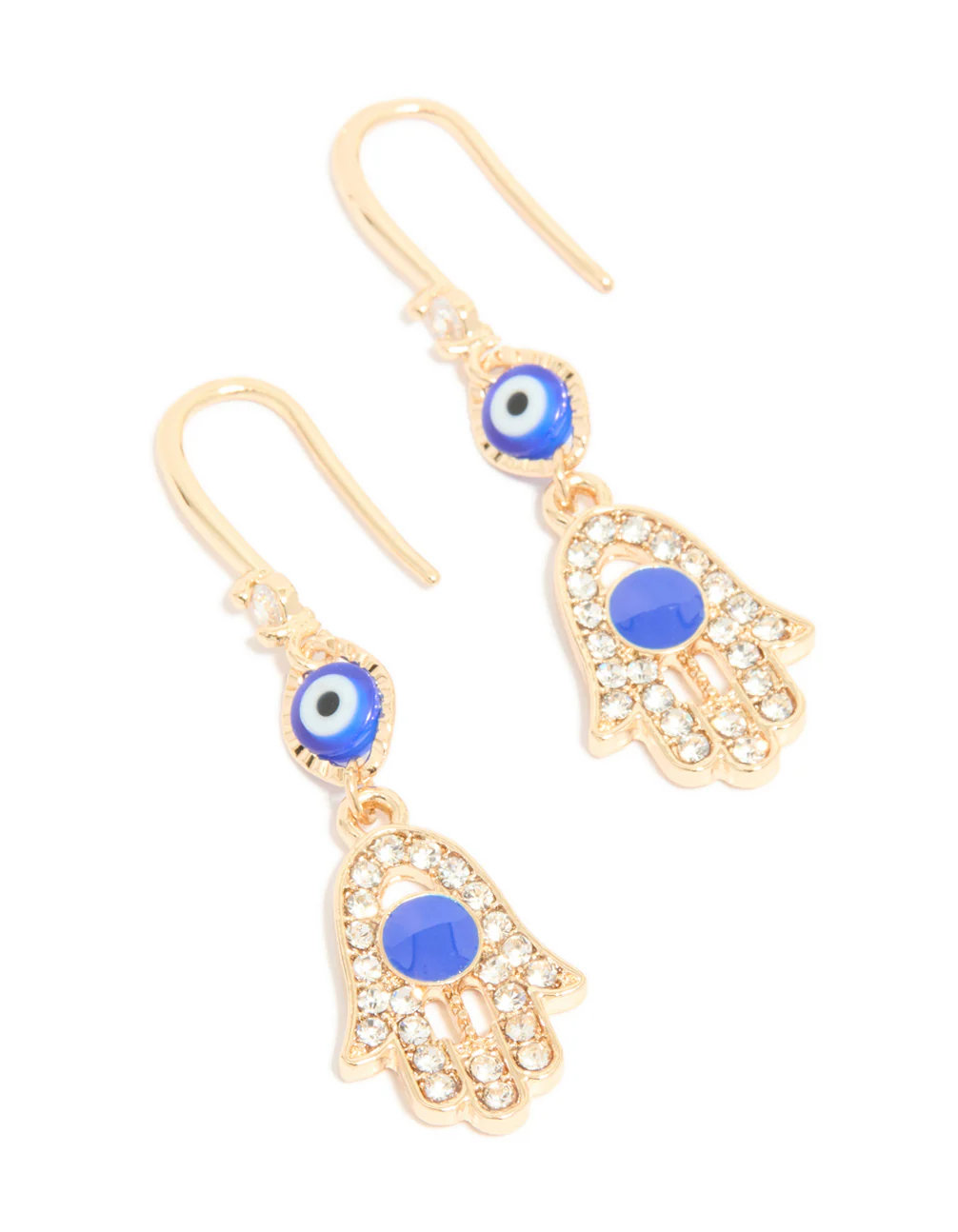 214-gold-cubic-zirconia-evil-eye-hamsa-hand-drop-earrings-2.webp Gold Cubic Zirconia Evil Eye & Hamsa Hand Drop Earrings