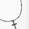 2145-black-classic-cross-ball-chain-necklace-1.webp Black Classic Cross Ball Chain Necklace
