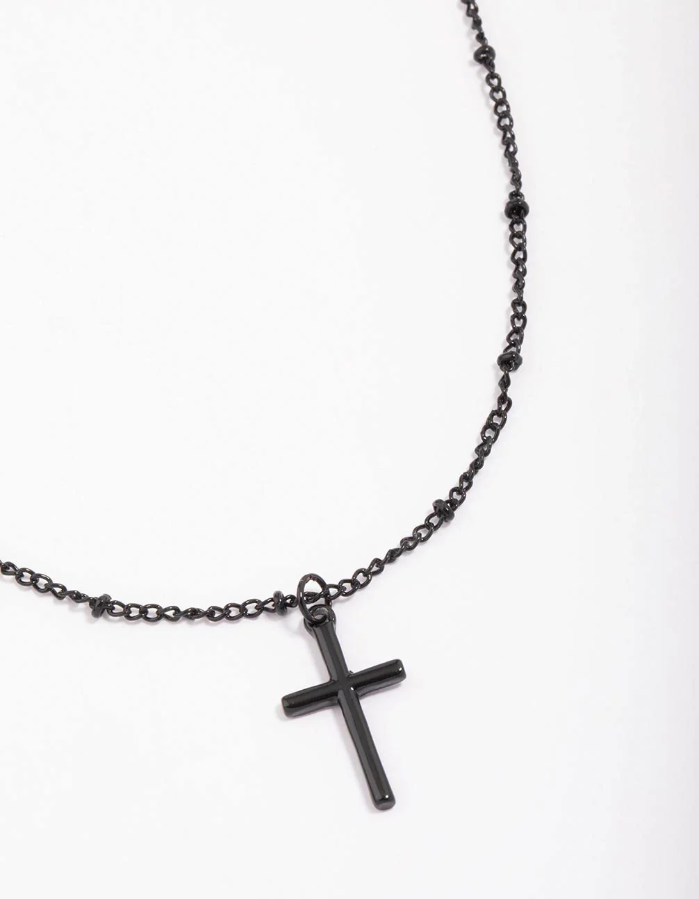 2145-black-classic-cross-ball-chain-necklace-1.webp Black Classic Cross Ball Chain Necklace