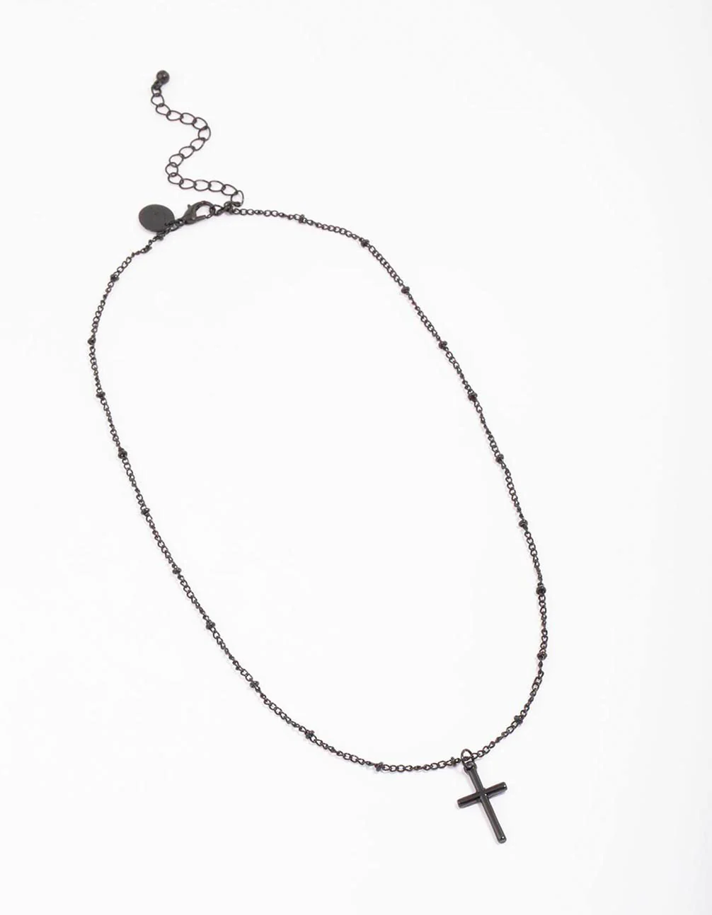 2145-black-classic-cross-ball-chain-necklace-2.webp Black Classic Cross Ball Chain Necklace