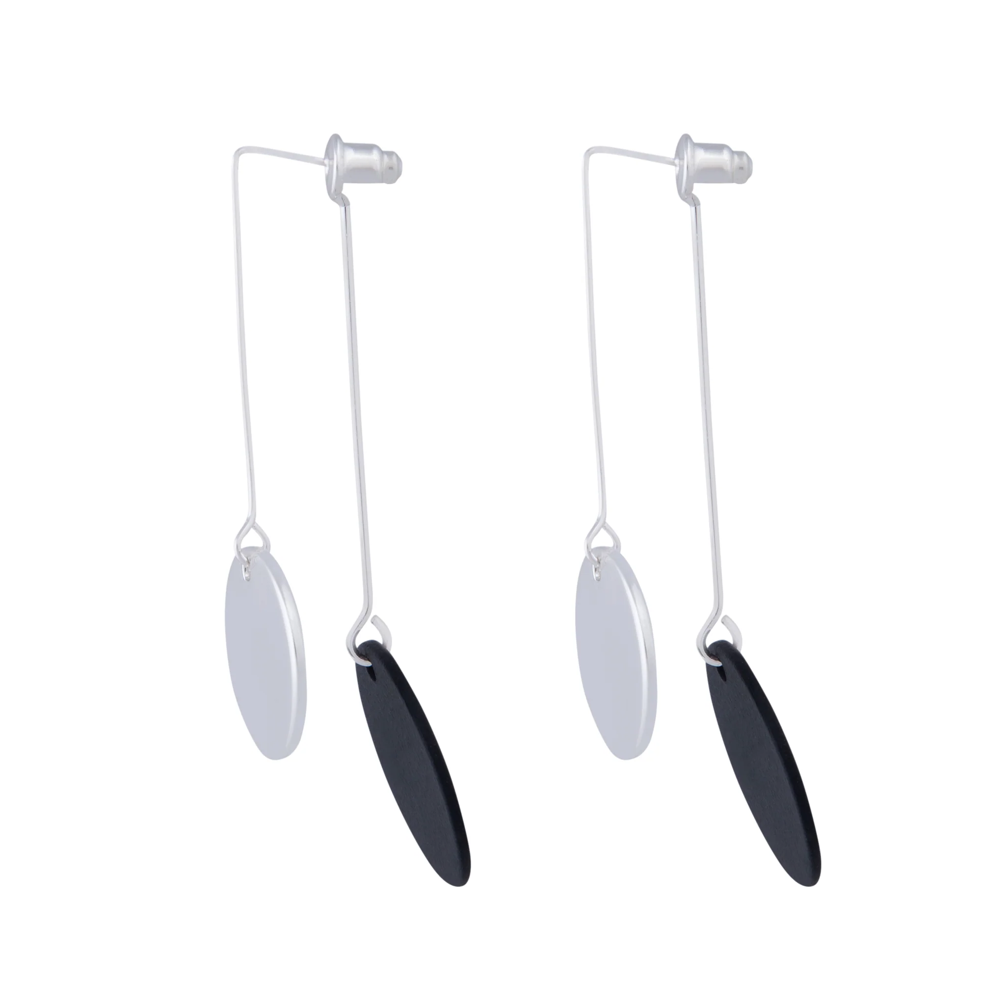 2148-black-coated-disc-pendulum-earrings-2.webp Black Coated Disc Pendulum Earrings