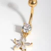 215-gold-cubic-zirconia-flower-drop-belly-ring-1.webp Gold Cubic Zirconia Flower Drop Belly Ring