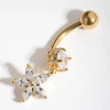 215-gold-cubic-zirconia-flower-drop-belly-ring-3.webp Gold Cubic Zirconia Flower Drop Belly Ring