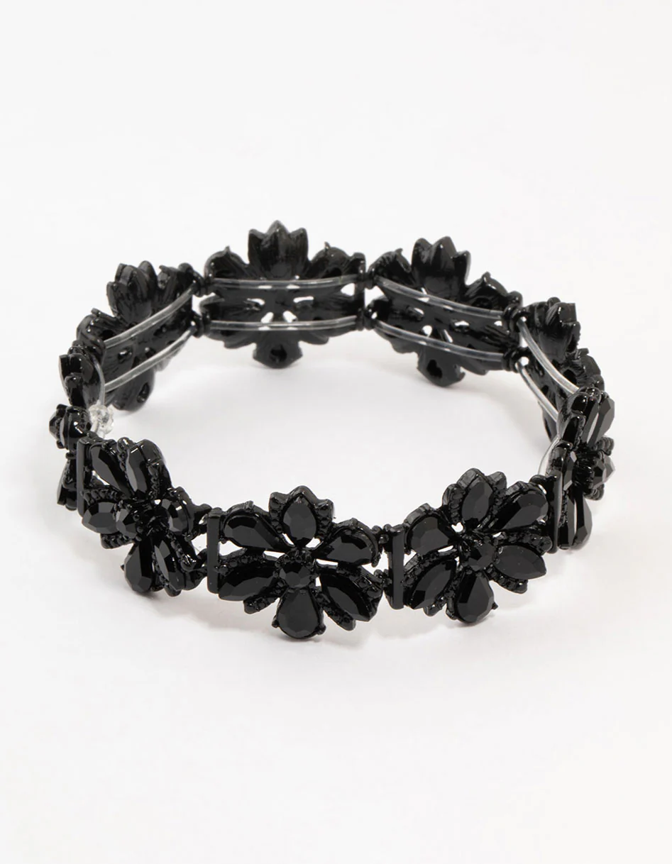 2152-black-coated-flower-stretch-bracelet-1.webp Black Coated Flower Stretch Bracelet