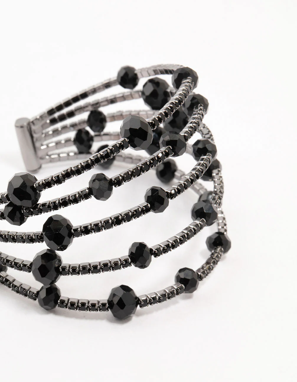 2156-black-coated-layered-beaded-wire-wrist-cuff-2.webp Black Coated Layered Beaded Wire Wrist Cuff