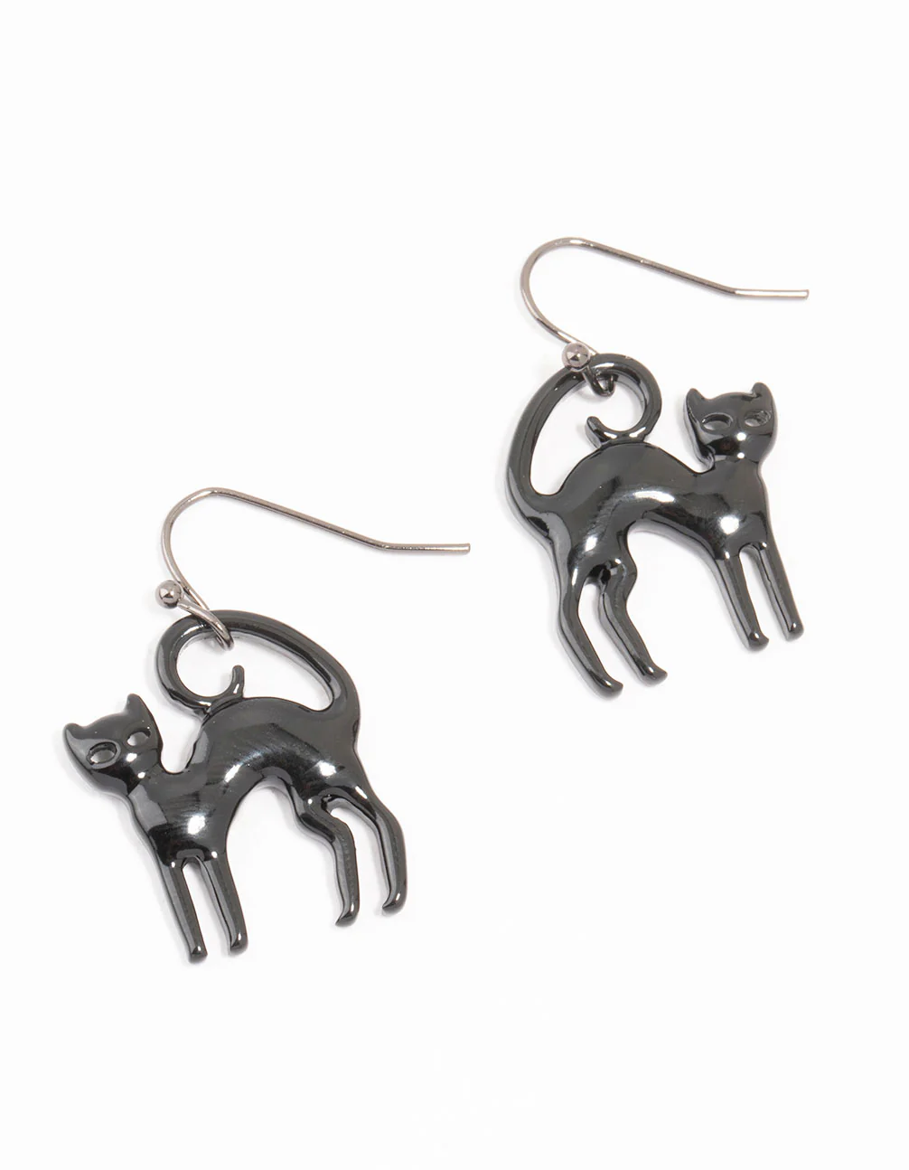 2160-black-coated-metal-cat-drop-earrings-1.webp Black Coated Metal Cat Drop Earrings
