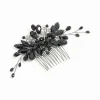 Black Coated Metal Diamante Marquise Wispy Hair Comb