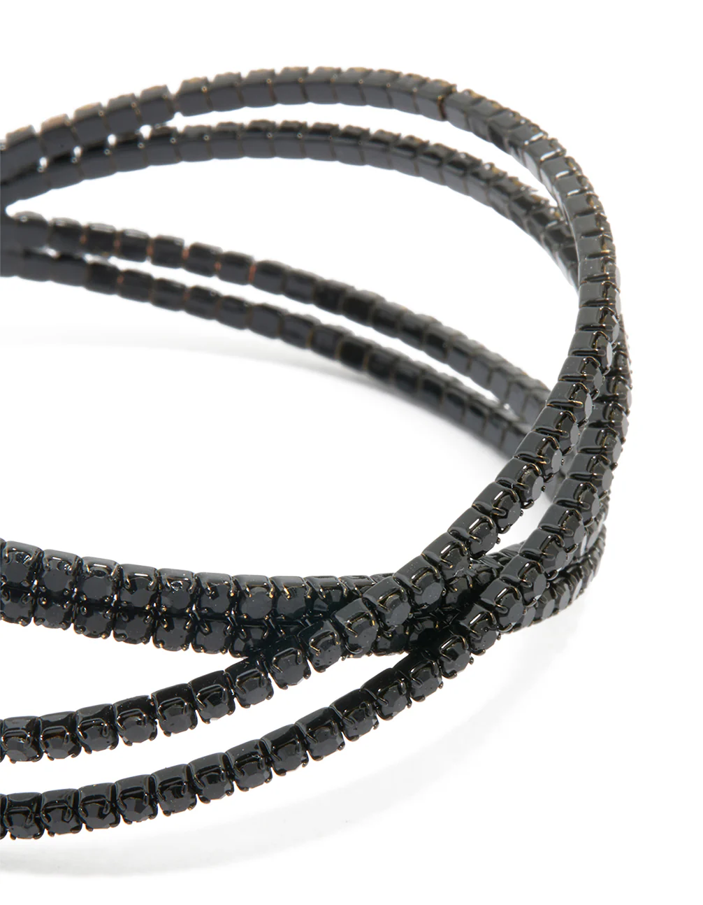 Black Coated Metal Diamante Pavé Wrap Wrist Cuff